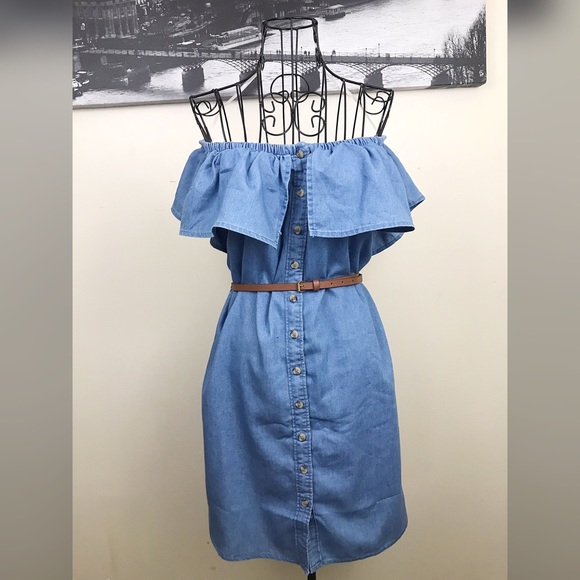 Dresses & Skirts - Off the Shoulder Chambray Dress